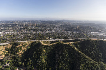Aerial view of Eagle Rock in northeast Los Angeles, California.