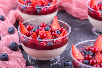 A gentle and air traditional Italian delicacy on the basis of cream with home-made jam of own production