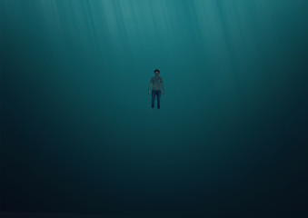 Mann unter Wasser