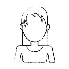 faceless woman with straight hair icon image vector illustration design 