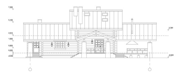 Vector isolated.Fragment of a facade of the wooden building.