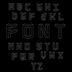 Vector isometric cubical Alphabet