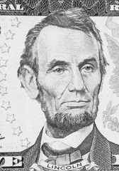 Abraham Lincoln on five dollar American banknote