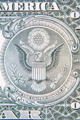 U.S. one dollar banknote detail
