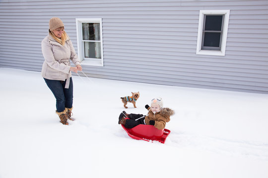 Mother and Son Winter Fun