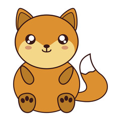 kawaii fox animal icon over white background. colorful design. vector illustration