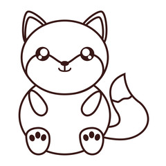 kawaii fox animal icon over white background. vector illustration