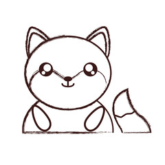 kawaii fox animal icon over white background. vector illustration