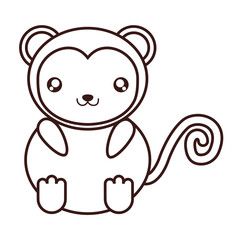kawaii monkey animal icon over white background. vector illustration