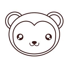 kawaii monkey face icon over white background. vector illustration