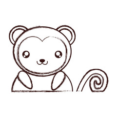 kawaii monkey face icon over white background. vector illustration