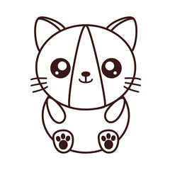 kawaii cat animal icon over white background. vector illustration