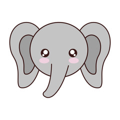 kawaii elephant animal icon over white background. colorful design. vector illustration
