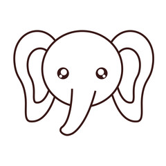 kawaii elephant face icon over white background. vector illustration