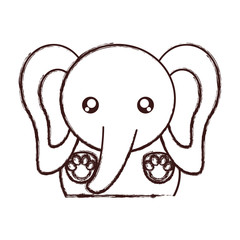 kawaii elephant face icon over white background. vector illustration