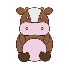 Fototapeta premium kawaii cow animal icon over white background. colorful design. vector illustration