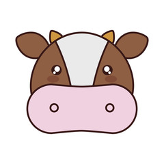 kawaii cow animal icon over white background. colorful design. vector illustration
