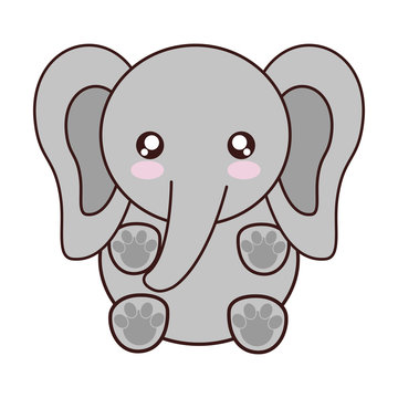 kawaii elephant animal icon over white background. colorful design. vector illustration