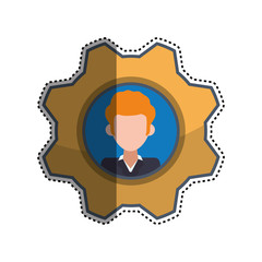 gear frame male faceless picture vector icon illustration