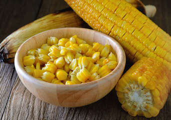 corn in wood bowl