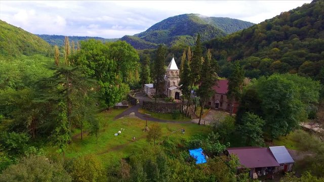 Aerial view on church of holy martyr Basiliscu