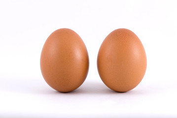 two eggs isolate on white background.