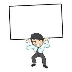 businessman lifting an empty board, vector illustration