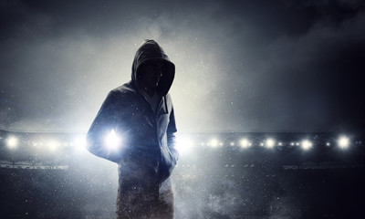 Spooky criminal person . Mixed media