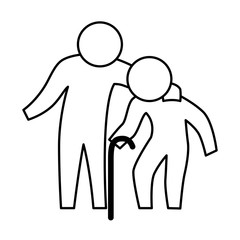 Man helping elder icon vector illustration graphic design