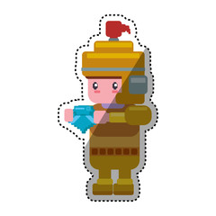 Warrior Pixelated videogame icon vector illustration graphic design