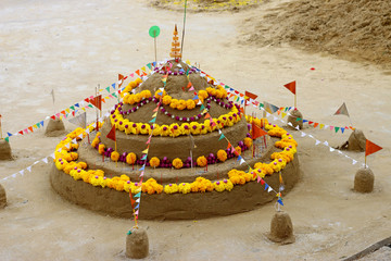 sand castle at thailand songkran festival