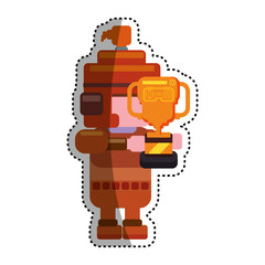 Warrior Pixelated videogame icon vector illustration graphic design