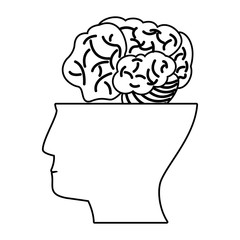 human head brain think outline vector illustration eps 10
