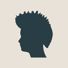 Man avatar profile view. Isolated male face silhouette or icon . Vector illustration. Mohawk hairstyle