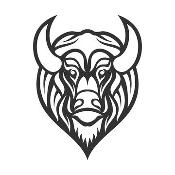 Bison Logo Outline Design Template
