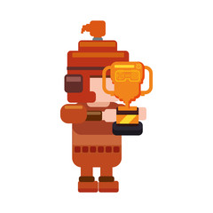 Warrior Pixelated videogame icon vector illustration graphic design