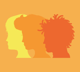 Men and woman heads silhouettes icon vector illustration graphic design