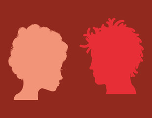 Man and woman heads silhouettes icon vector illustration graphic design