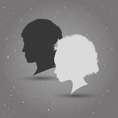 Man and woman heads silhouettes icon vector illustration graphic design