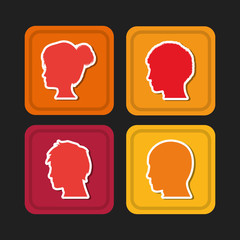 Man and woman heads silhouettes icon vector illustration graphic design
