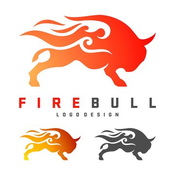 Bull Logo, Angry Bull Flame Design Logo Template