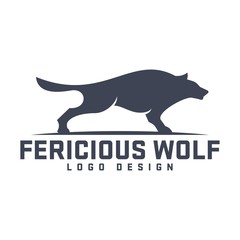 Wolf Logo, Ferocious Wolf Design Logo Template