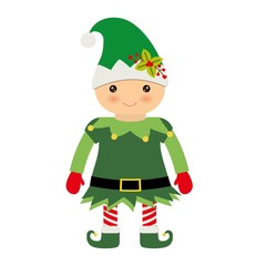 santa helper cartoon icon over white background. colorful design. vector illustration