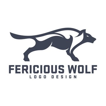 Wolf Logo, Ferocious Wolf Design Logo Template 