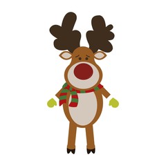 rudolph deer cartoon icon over white background. colorful design. vector illustration