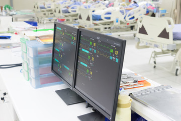 ICU room patients crisis ward lying in bed emergency patients in Hospital 