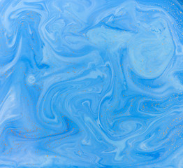 Obraz premium Blue liquid texture. Watercolor hand drawn marbling illustration. Ink marble background.
