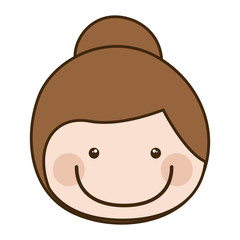 color silhouette cartoon front face girl with collected hair vector illustration