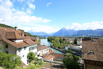 Fototapeta na wymiar Scenic view of from Thun castle, Switzerland
