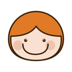 color silhouette cartoon front face boy with orange hair vector illustration